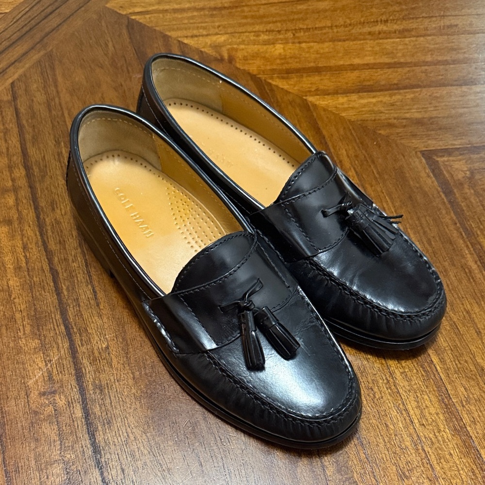 Cole Haan Black Tassel Slip-On Loafers